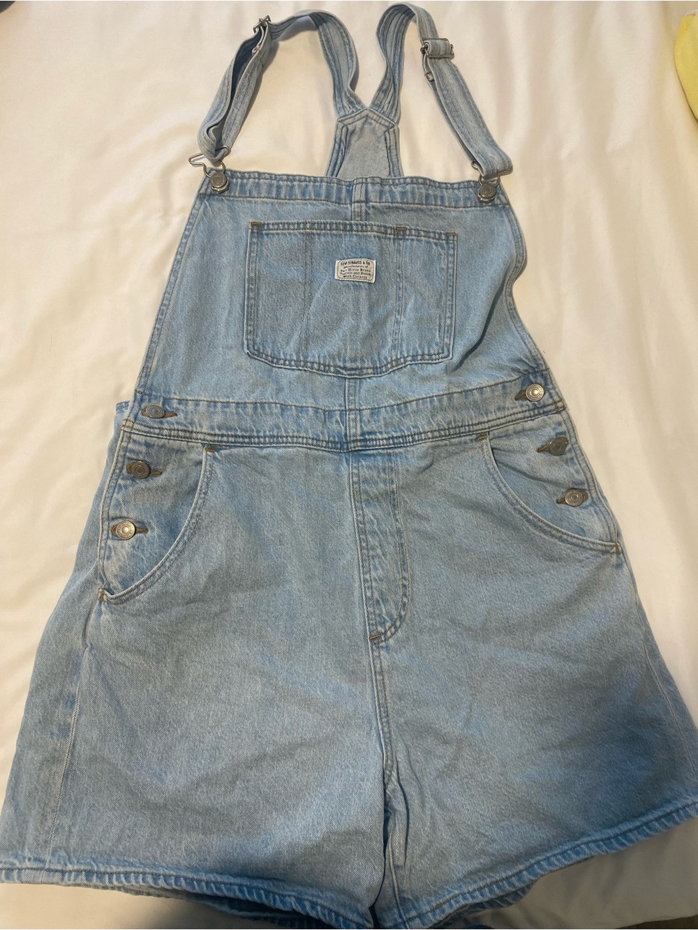 Levi's Premium Women Blue Denim Overall Shortalls Romper Sleeveless Size L/G